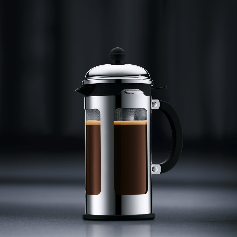 Cafetière 8 tasses Bodum Chambord avec couvercle verrouillable et gobelet en verre borosilicaté Bodord, 3 tasses