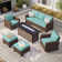 5 - Person Outdoor Wicker Patio Conversation Set with Swivel Chairs