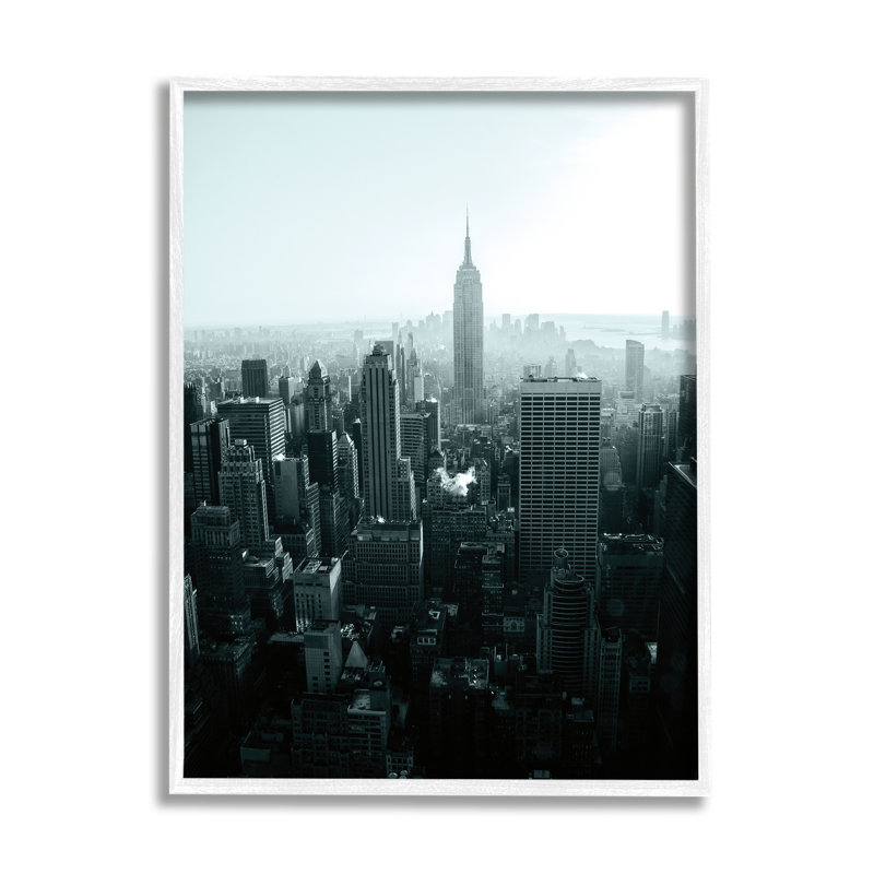 Gratte-ciel urbain de la ville aérienne par Aledanda - photographie sur bois, Giclée encadrée noir minuit