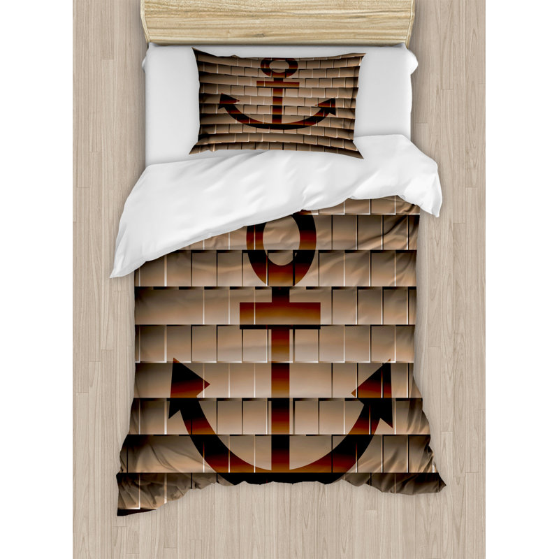 Ensemble de housse de couette anchor, Housse de couette simple + 1 taie décorative stan