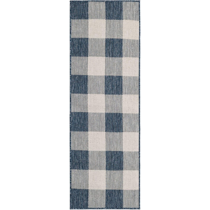 Tapis intérieur / extérieur bleu Borland, Tapis de couloir 2 pi x 6 pi 1 po