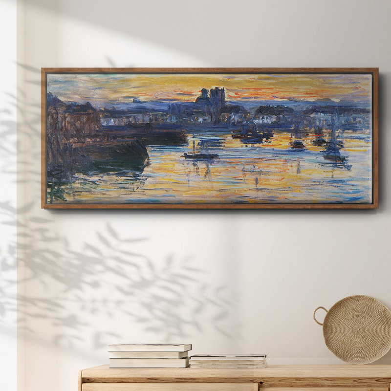 Le port de Dieppe, soirée, 1882 - Toile encadrée, H 20 po x l 50 po
