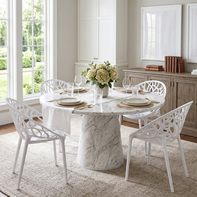 Chaises d'appoint empilables en plastique à découpe florale pour patio et salle à manger, usage intérieur et extérieur (paquet de 4)
