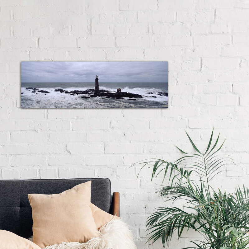 Lighthouse On The Coast, Graves Light, Boston Harbor, Massachusetts, USA - No Frame Panoramic Print on Canvas