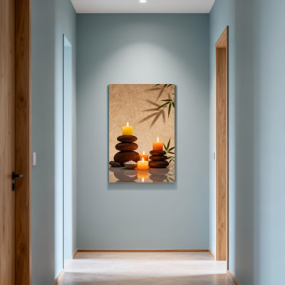 Bath and Laundry Calm Stones Candles Leaves