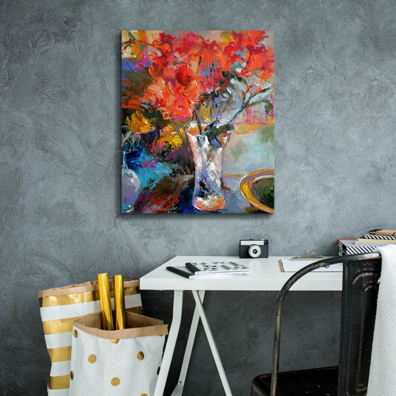 "Fleurs dans un vase" par Richard Wallich, H 24 po x l 20 po x P 0,75 po