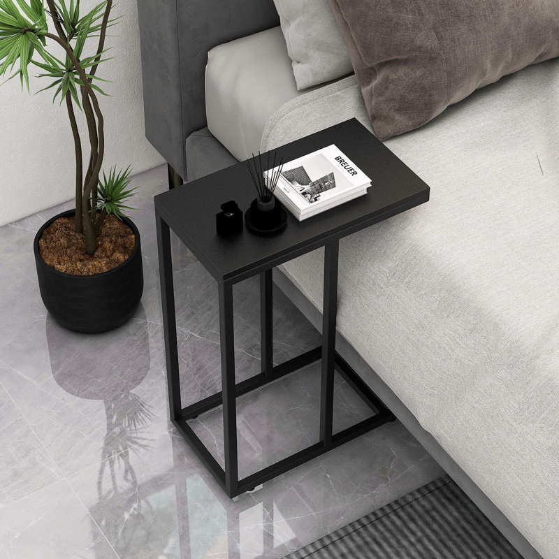 C-Shaped End Table For Couch And Bed 64 CM High Sofa Side Table, Black