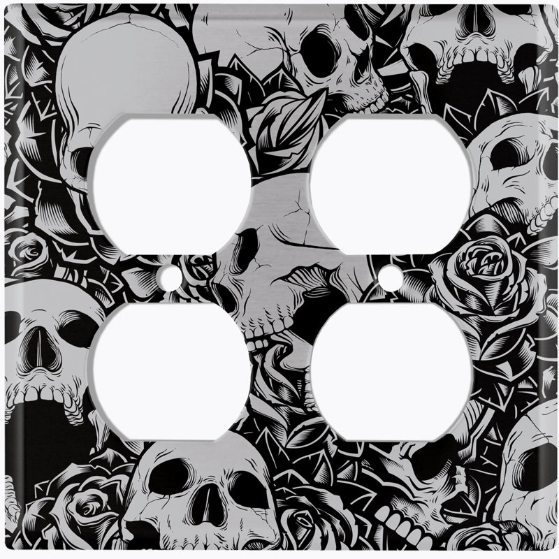Plaque murale murale Skulls Roses