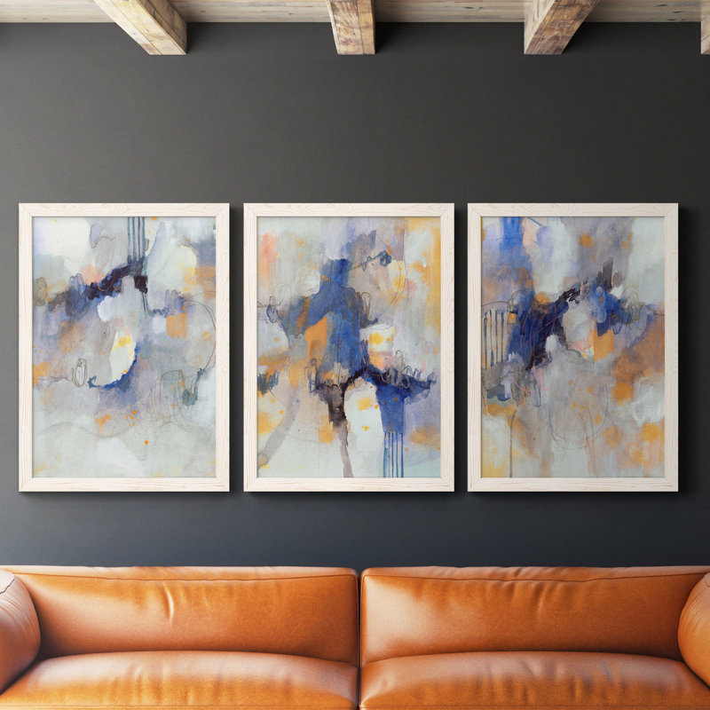 Woodland Whisper I - Ensemble de 3 peintures sur toile encadrées, Blanc, H 31,5 po x l 47 po x P 1,5 po
