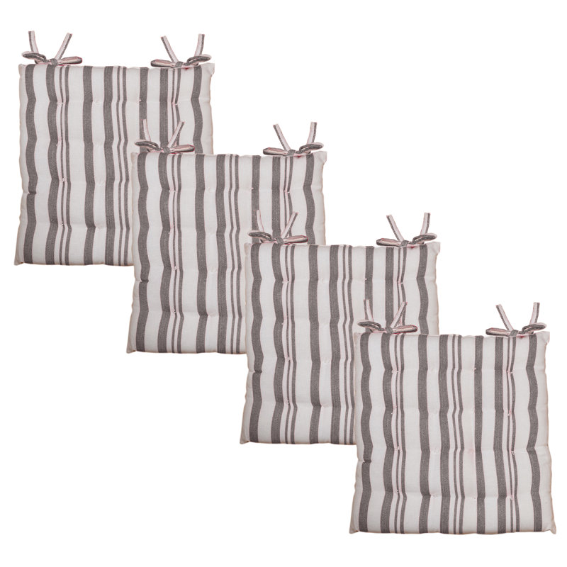 Coussin pour chaise de salle à manger d'intérieur à rayures Broadway, Gris