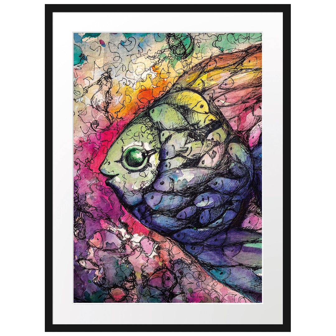 Gerahmtes Poster Regenbogenfisch Kunst