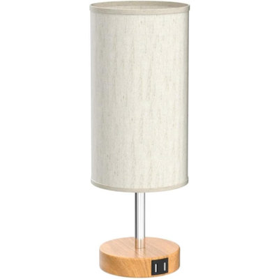 Lampe de chevet avec port USB à commande tactile pour la chambre à coucher Lampe de table de chevet à intensité variable à 3 voies avec abat-jour rond en lin pour le bureau de la chambre à coucher Ampoule DEL incluse