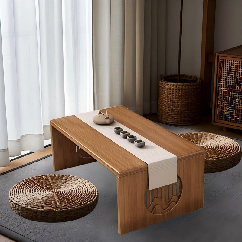 Badin 39.4''W x 11.8" D Rectangular Japanese Folding Coffee Table, No Assembly Required