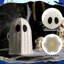 Blanc 3 pièces d'Halloween en rotin, fantômes en osier, décoration, fantôme de ferme, figurines pour plateau de table
