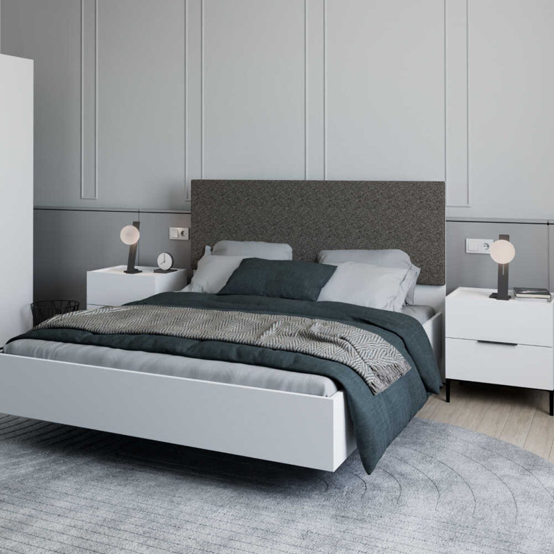 Modern White Nightstand with 2 Drawers, 21.7 x 23.2 x 17.3 inches | 100% Melamine Coated Particle Board, Wall-Mountable Design | Stylish and Functional Bedroom Storage Solution for Contemporary Spaces