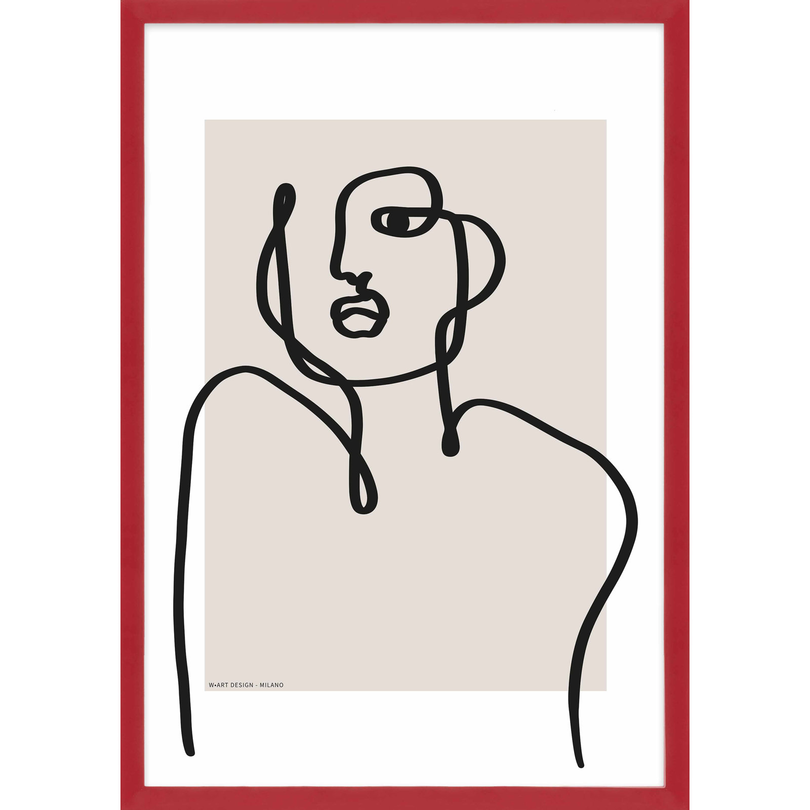 Romina Gadler "Figure and Form 1" Print, 38" H x 26.5" W x 1.25" D, Red Framed Paper