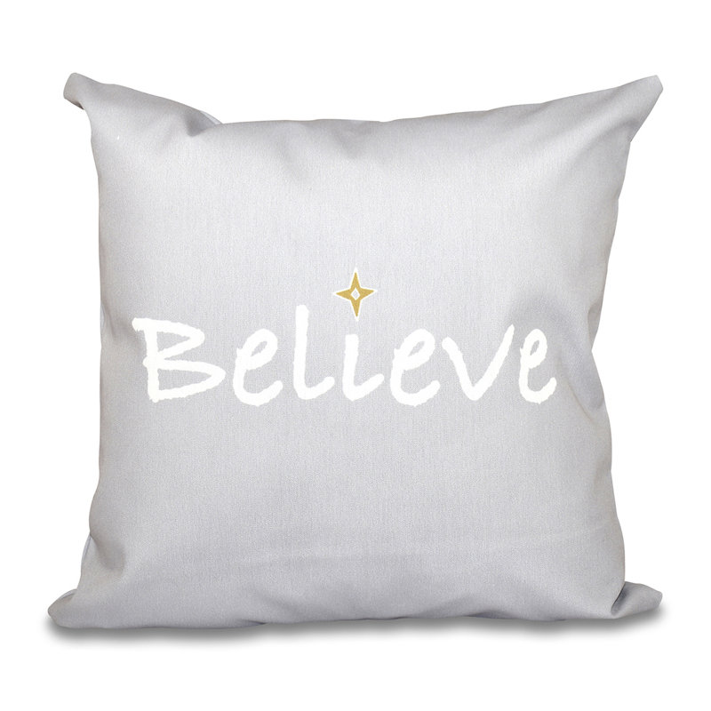 A Way With Words Embroidered Reversible Throw Pillow, 16" H x 16" W, Grey