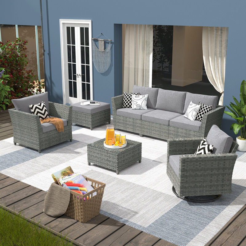 Klohe Outdoor Seating Group with Cushions, No, Gray