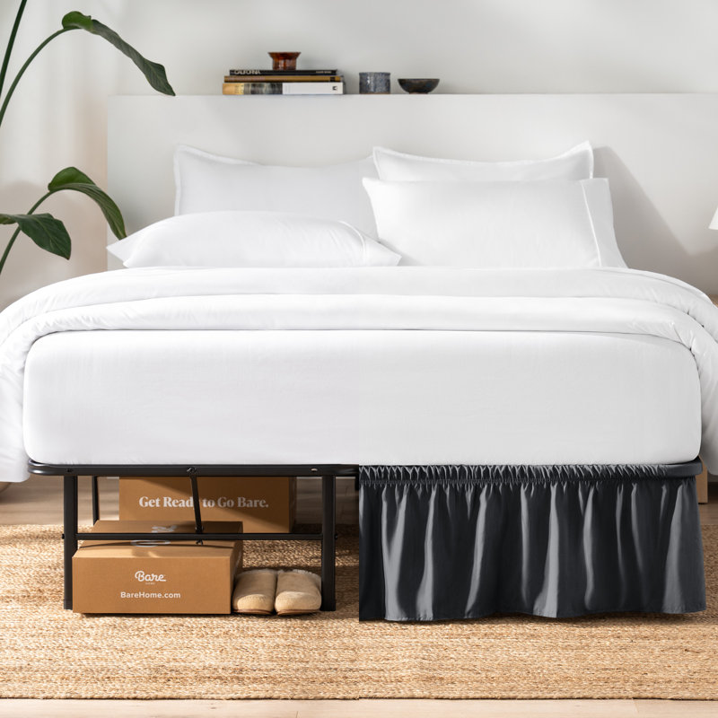 Ruffled Wrap Around Bed Skirt, Full / Double, Black