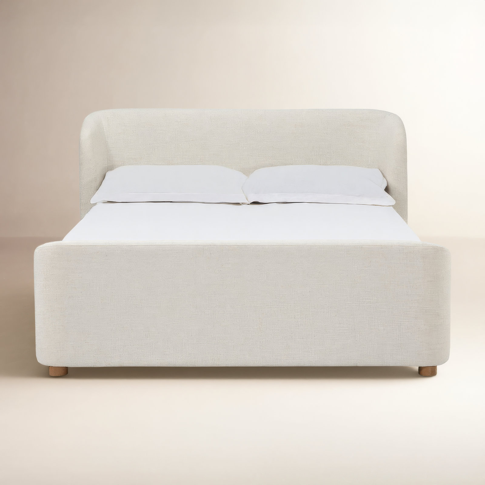 Kris Upholstered Platform Bed, Queen, Whipped Honey Linen Blend
