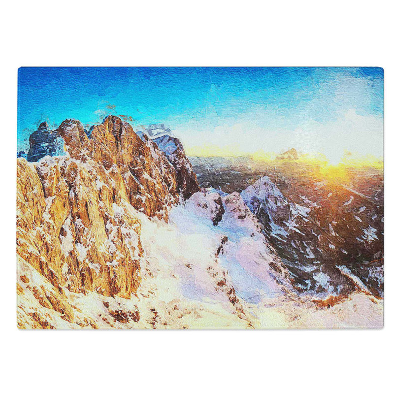Glass High Roof Stone Mountain in Austria Chopping Board, 39 cm W x 28.5 cm L