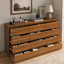 Commode double à 12 tiroirs en noyer au design moderne, grand meuble de rangement pour chambre à coucher