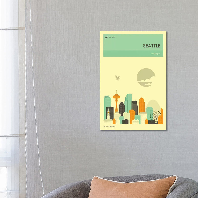 Seattle Skyline by Jazzberry Blue - Wrapped Canvas Print, 66.04 cm H x 45.72 cm W x 1.91 cm D