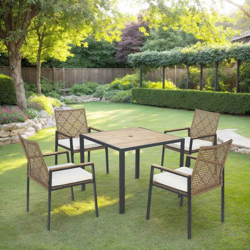 5-piece Patio Dining Table Sets, Yellow