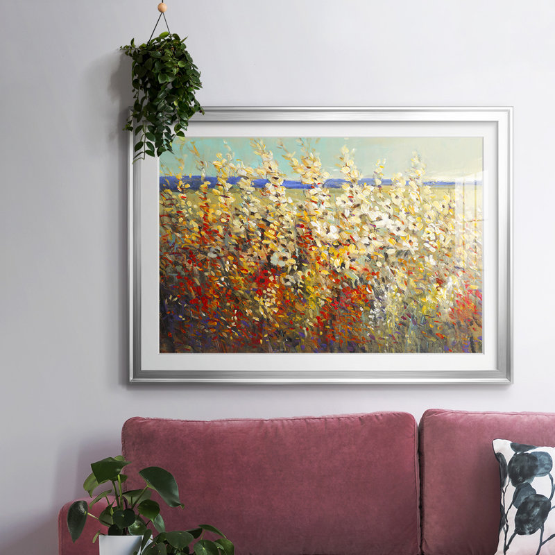 Field of Spring Flowers II, reproduction d'art encadrée, Argent, H 15 po x l 21 po x P 1,5 po