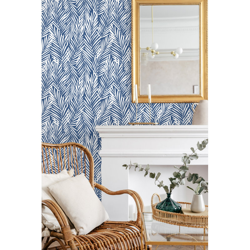 Floral Vinyl Peel & Stick Wallpaper Roll, Coastal Blue