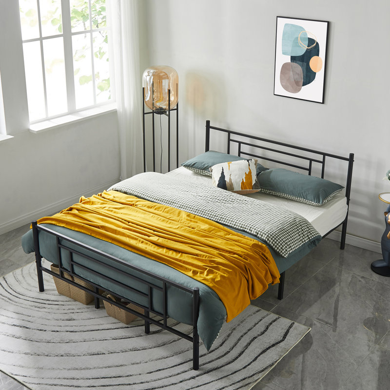 39.3" Bed Frame with Dual Center Support, Queen