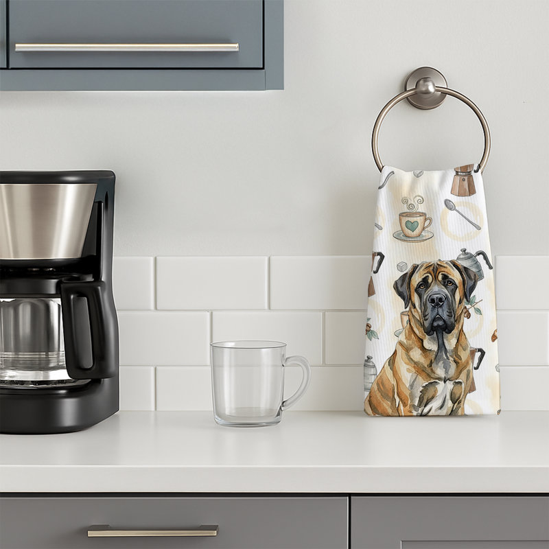 Brindle English Mastiff Coffee Bar Kitchen Towel, Brindle English Mastiff
