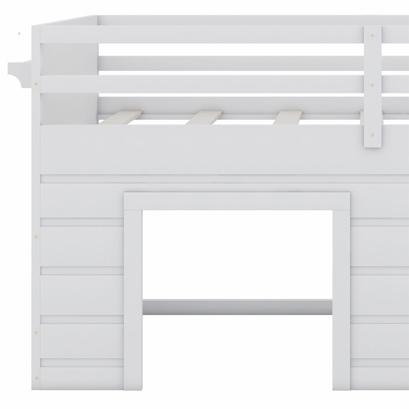 Lit mezzanine avec tiroirs et tablette, Blanc
