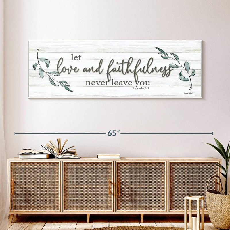 Love and Faithfulness, 57" X 19", Cadre flottant blanc