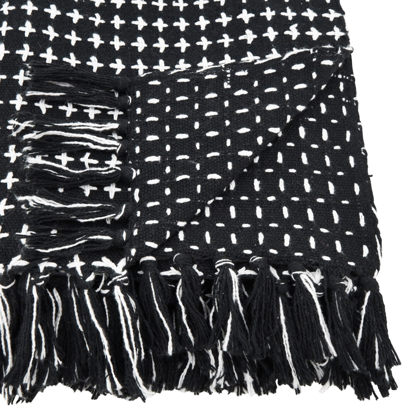 Fairdale Cotton Hand Woven Throw Blanket, Black