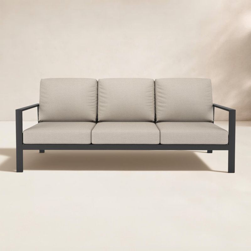 Townsend 80'' Wide Outdoor Patio Sofa with Sunbrella® Cushions, Cast Silver Sunbrella®, No, None