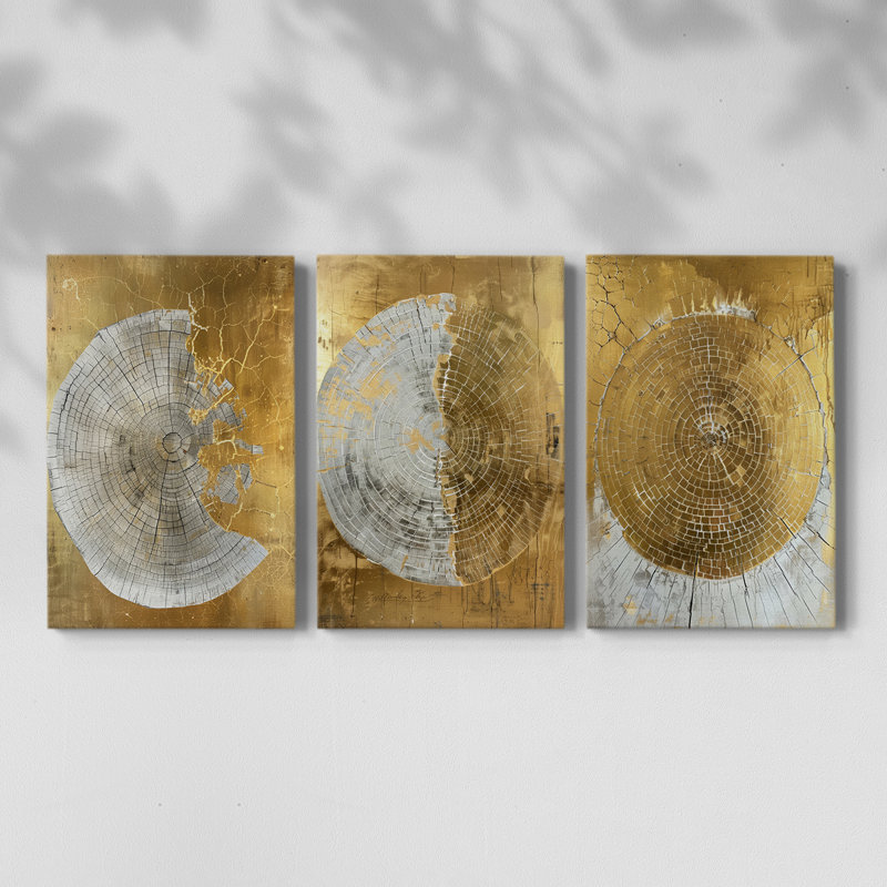Série abstraite LXII - Ensemble de 3 toiles tendues avec châssis - Prêt à être accroché, H 60 po x l 40 po