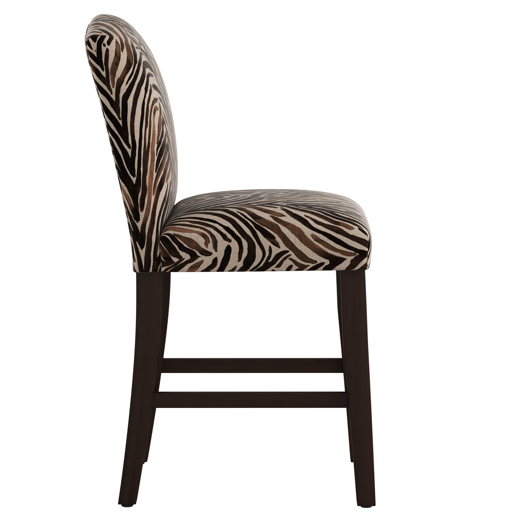 April Upholstered Stool, Washed Zebra Chocolate, Espresso, Counter Stool (26” Seat Height)