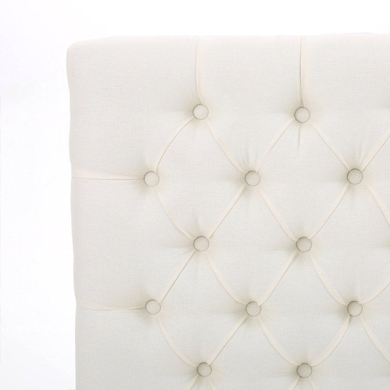 Tufted Upholstered  Headboard With Durable Metal Legs, Ivory