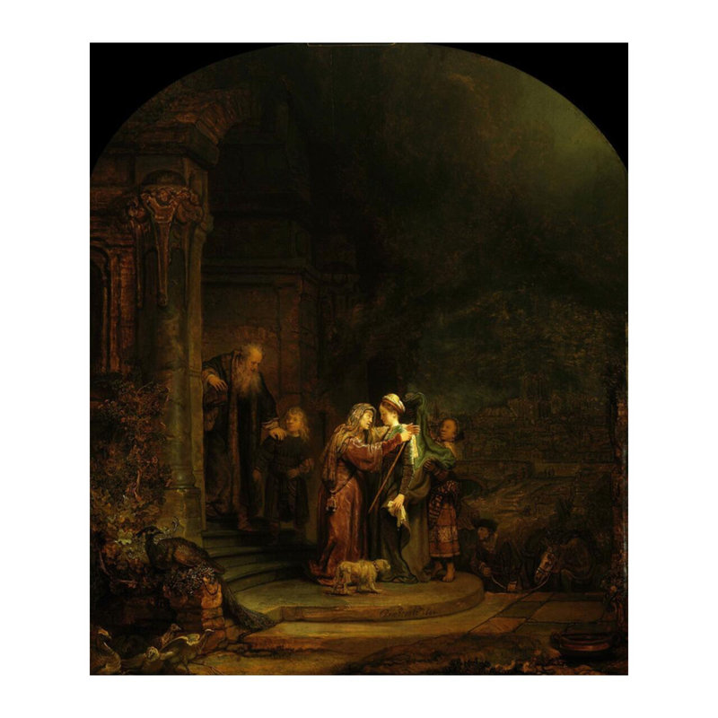 «The Visitation» par Rembrandt van Rijn - Estampe numérique, H 40 po x l 32 po