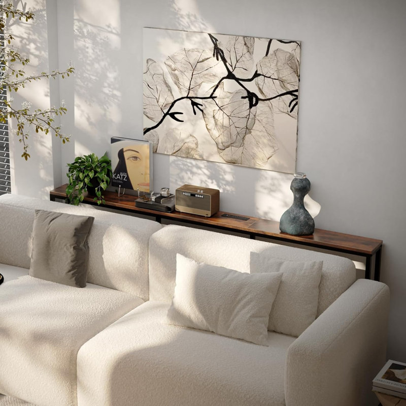 Narrow Console Table With Fast Charging Station, USB-C Ports, And AC Outlets, Behind Sofa Table For Living Room And Entryway