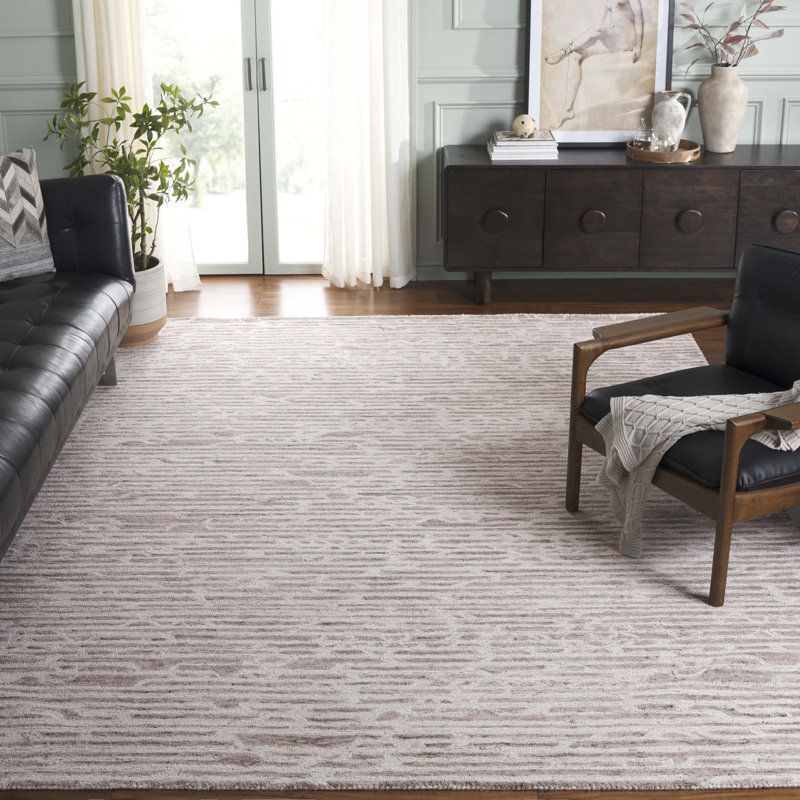 Ebony 927 Hand Tufted Wool/Cotton Abstract Rug in Light Brown/Ivory, Rectangle 4' x 6'