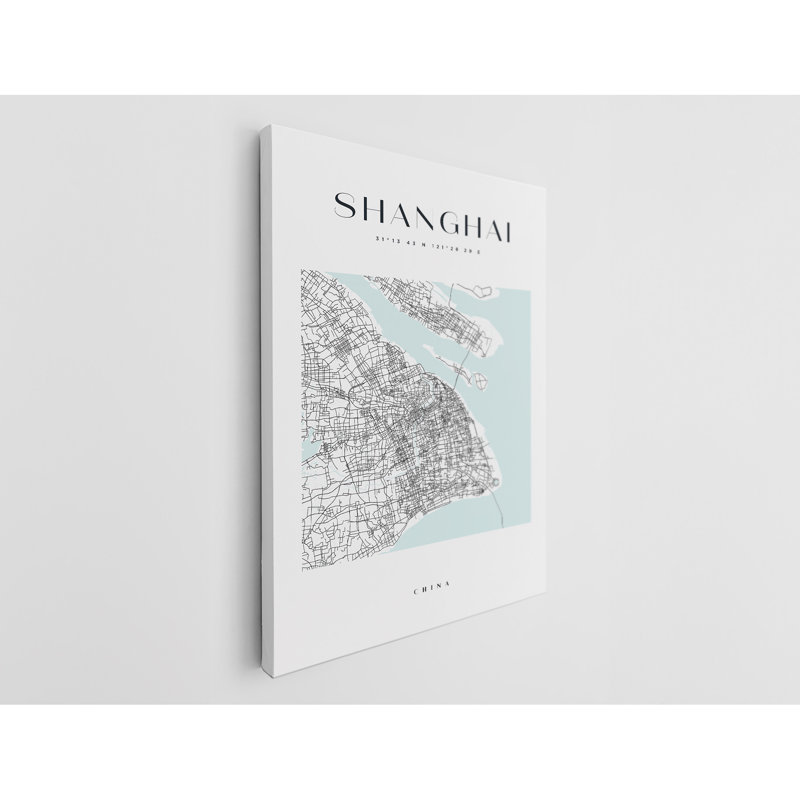 Shanghai Map Print China Canvas Print
