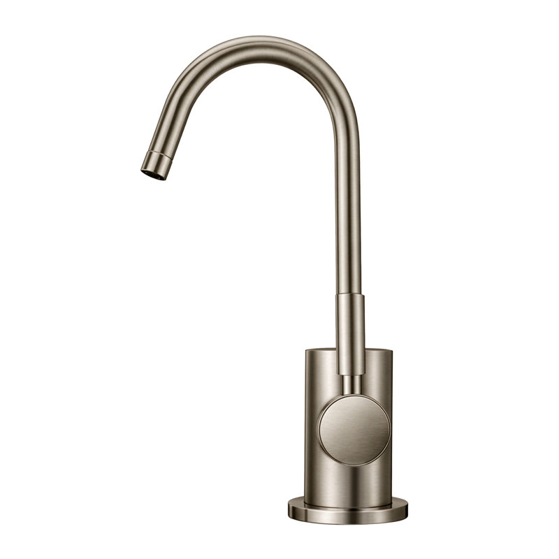  Whitehaus Point of Use Cold Water Drinking Faucet with Gooseneck Swivel Spout, Brushed Nickel