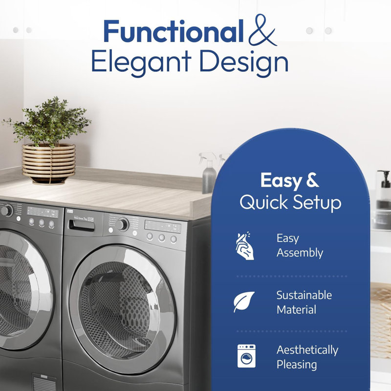 OfficeSimpli Large Washer Dryer Countertop - Laundry Countertop Over Washer and Dryer, Laundry Room Countertop Organization Solution with Non-Slip Pads