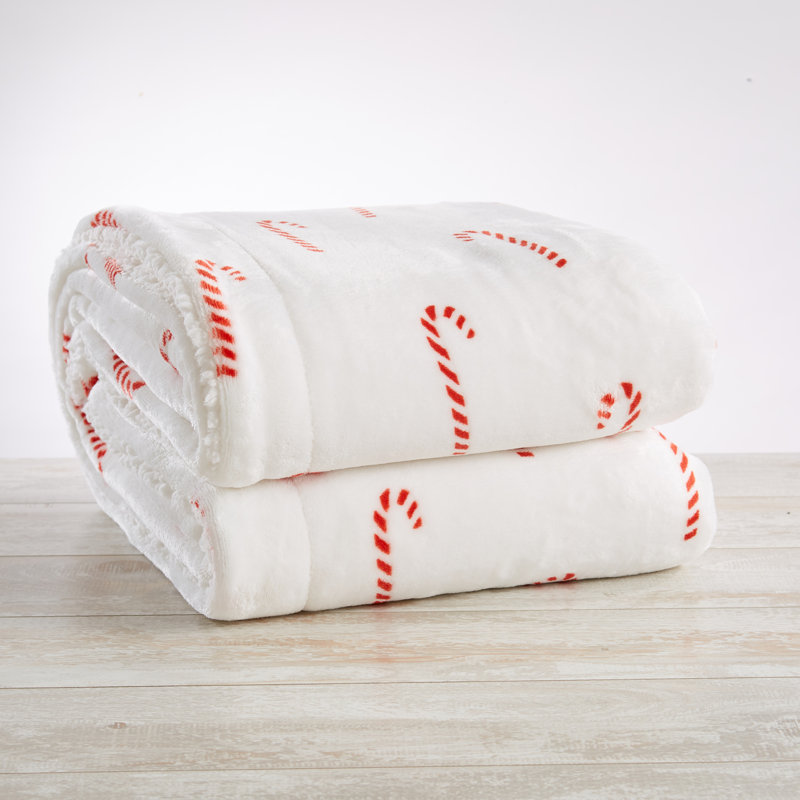 Jeté réversible ultra doux en peluche, Sucre d'orge