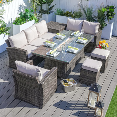Ikisha Rectangular 8 - Person 71" Long Dining Set with Cushions