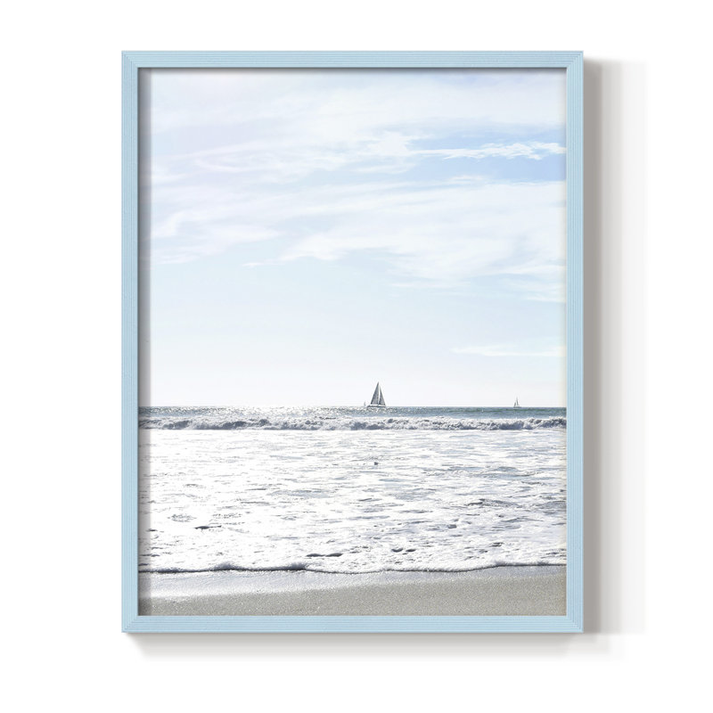 A Day At Sea, reproduction encadrée - bois massif, Cadre bleu, H 10 po x l 8 po