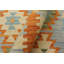 Tapis orange / bleu / jaune à motif géométrique en laine tissé à plat 8 pi 1 po x 11 pi 2 po Orrwell