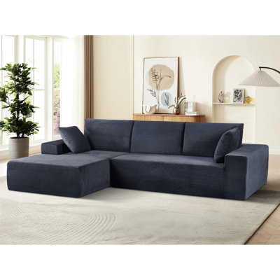 Canapé modulaire en velours côtelé doux, gris foncé foncé à 4 places, rembourrage en mousse complète, sans assemblage pour le confort du salon en velours côtelé gris, avec détente dans la chambre à coucher